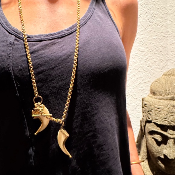 Gold Necklace with Cream Accents - Picture 2 of 2